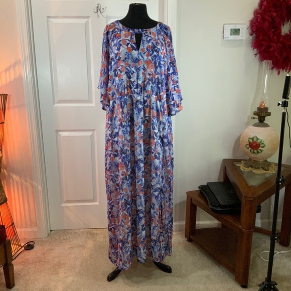 Junarose Chiffon Blue Maxi Dress Plus Size 22 - Picture 1 of 10